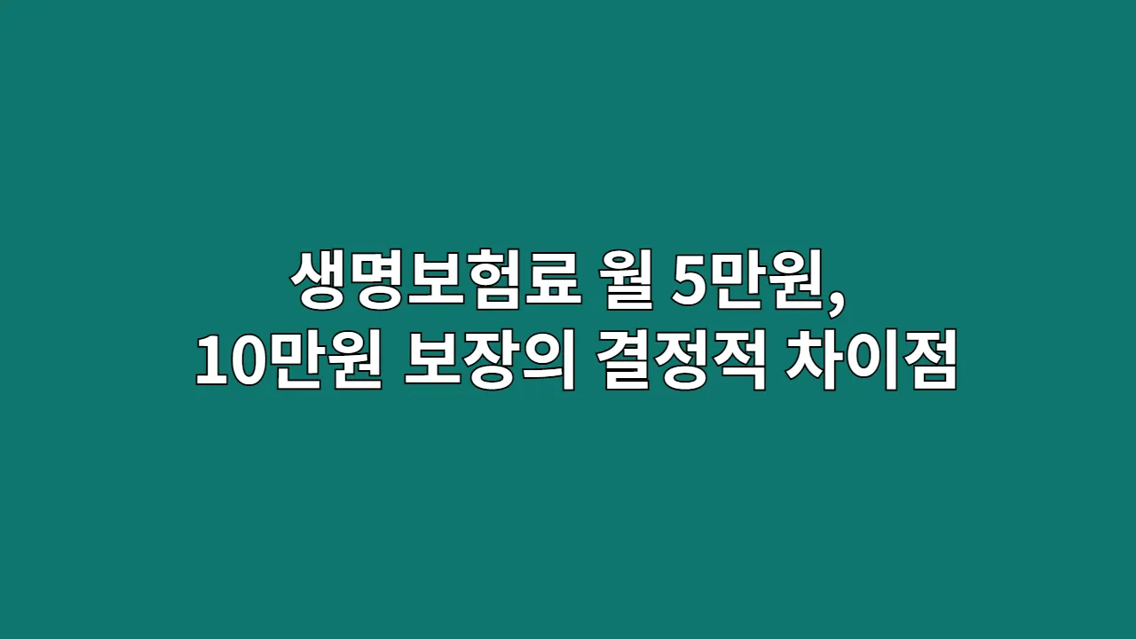생명보험료 월 5만원 vs 10만원, 보장의 결정적 차이점