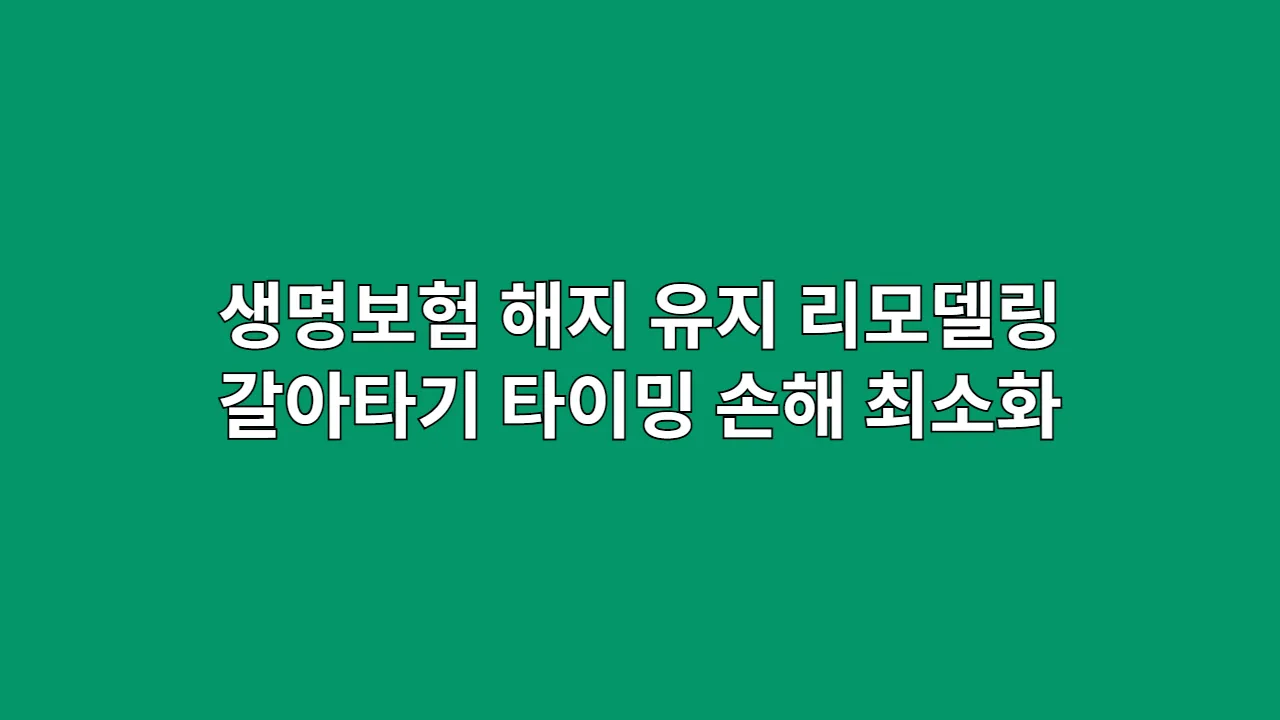 생명보험 해지, 유지 vs 리모델링, "이것만 확인하세요" 손해 줄이는 최적의 타이밍과 갈아타기 공략법