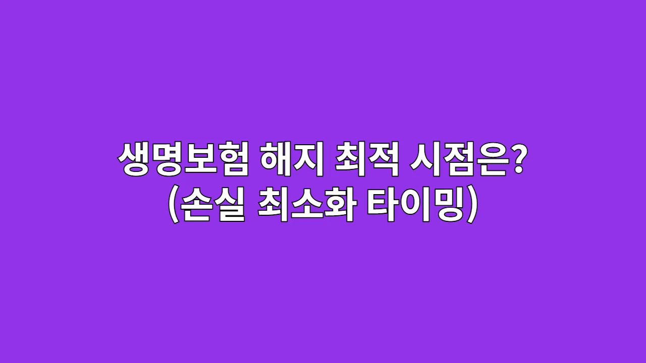 생명보험 해지 최적 시점은? (손실 최소화 타이밍)