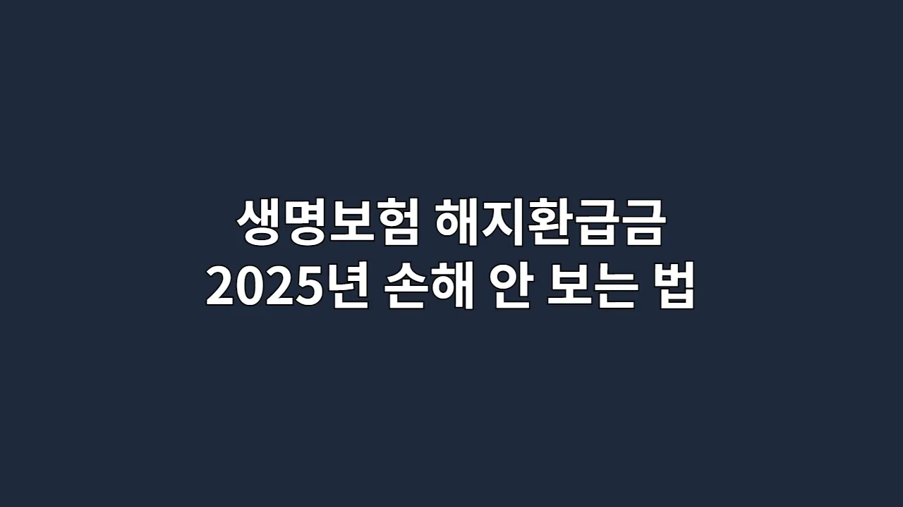 생명보험 해지환급금 A to Z | 2025년 손해 안 보는 법