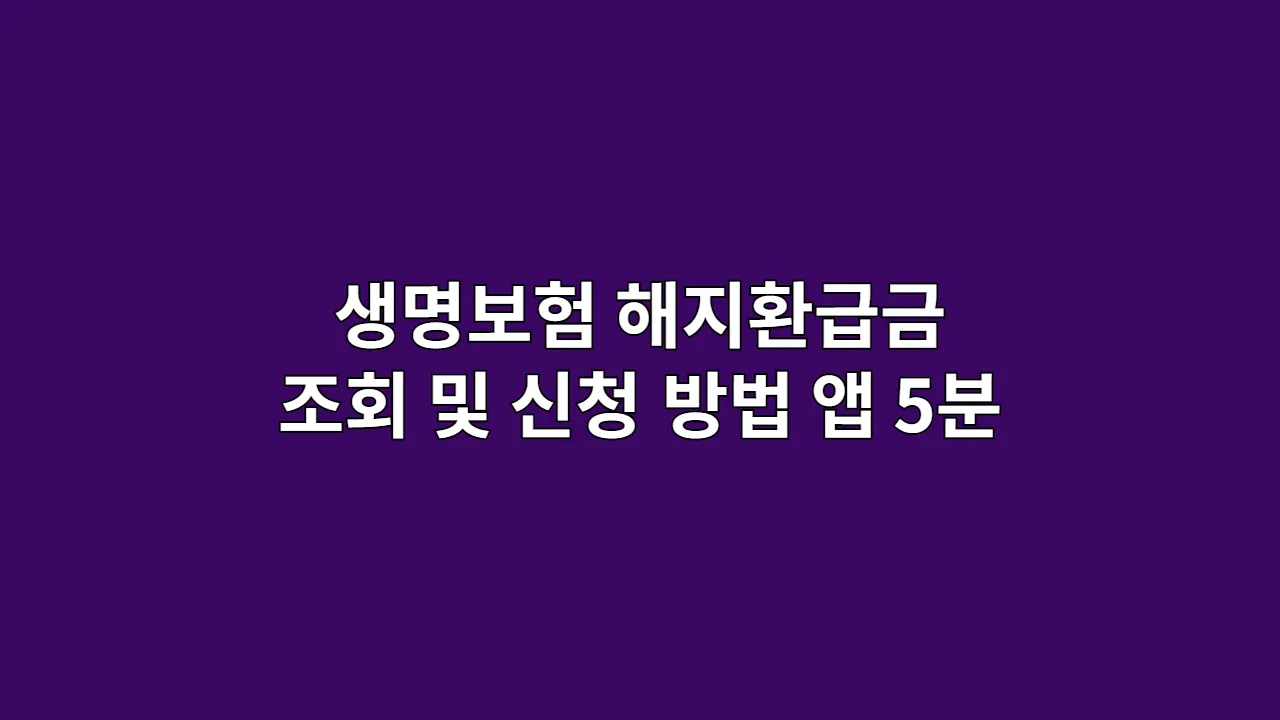 생명보험 해지환급금 조회 및 신청 방법 (앱으로 5분)