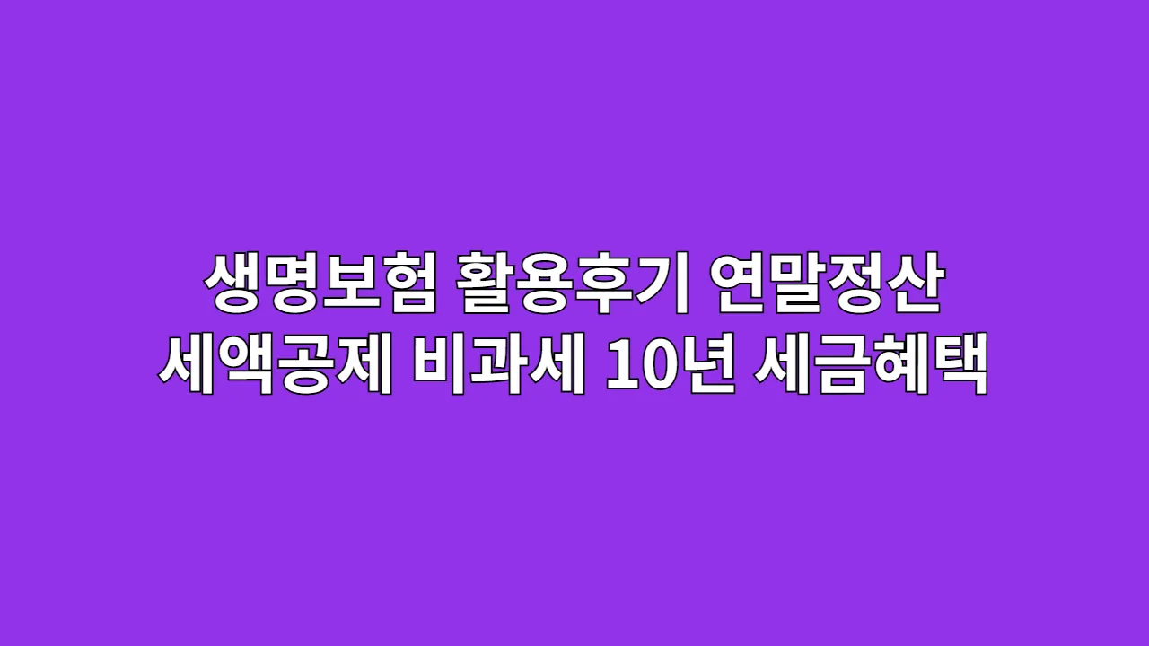 생명보험 100% 활용 후기: 연말정산 세액공제 vs 10년 이상 비과세, 세금 혜택 극대화하는 예약 꿀팁
