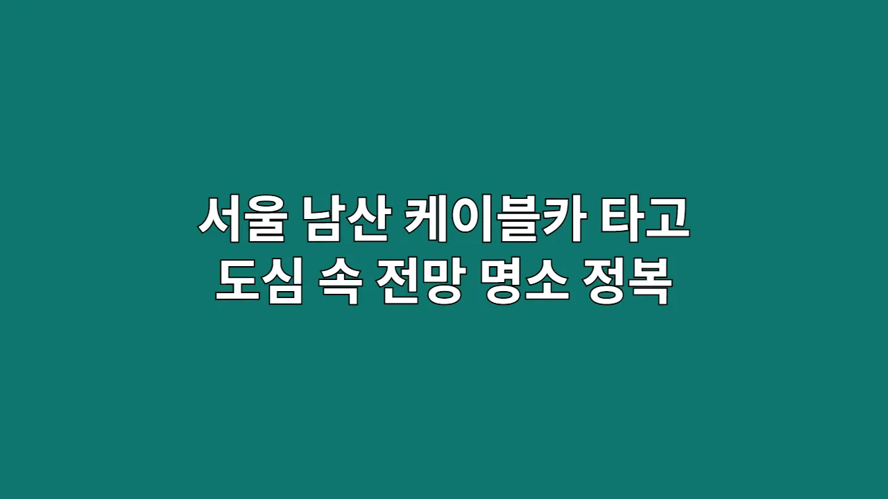 추석·설 연휴 서울 남산 케이블카 타고 도심 속 전망 명소 정복