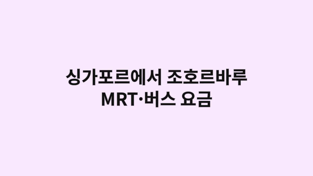 싱가포르에서 조호르바루까지 국경 넘는 법 (MRT·버스 요금)