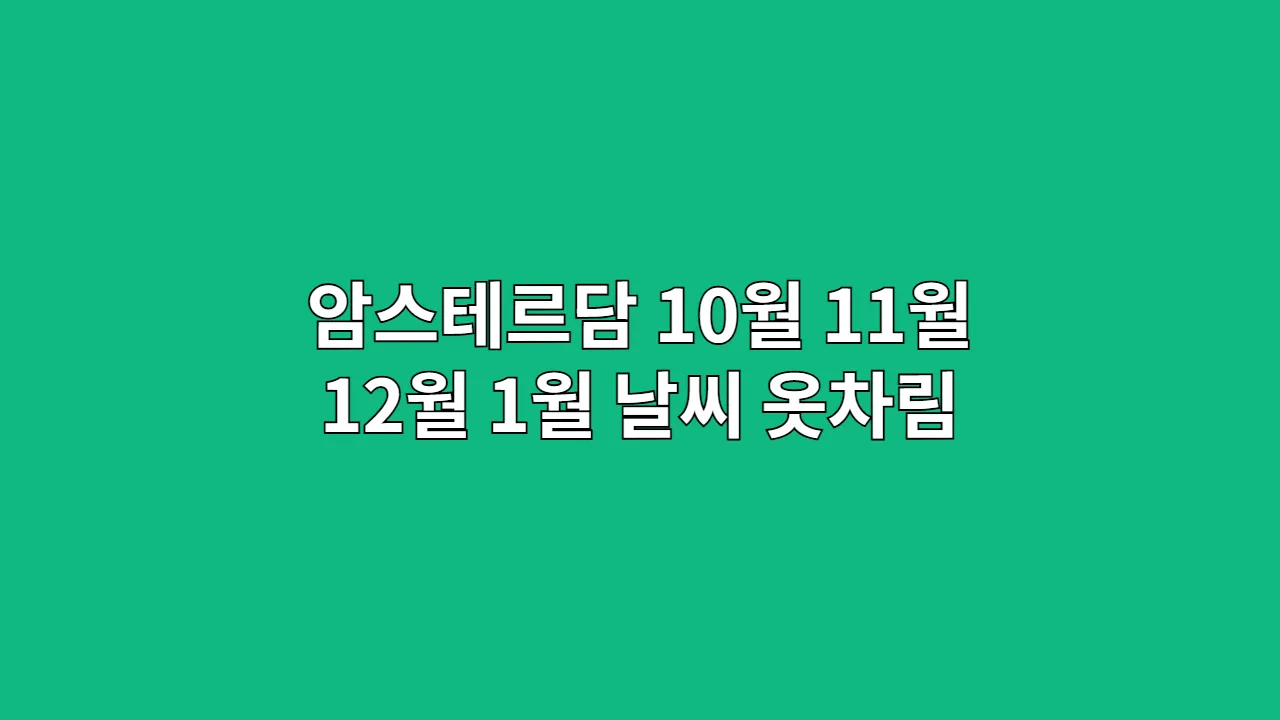 네덜란드 암스테르담 10월, 11월, 12월, 1월 날씨 및 옷차림, 자전거 여행자들을 위한 복장과 도로 예절