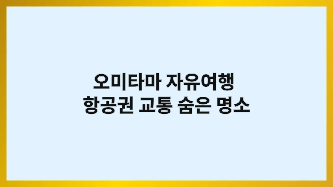 오미타마 자유여행 완벽 가이드: 항공권, 교통, 숨은 명소 총정리 (2025 최신)