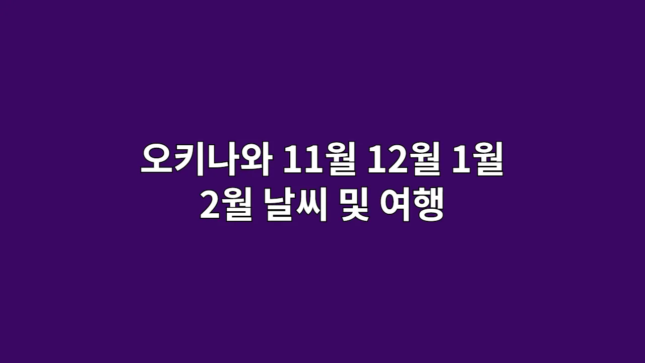 오키나와 11월·12월·1월·2월 날씨 & 옷차림, "긴팔만 챙기면 정말 후회할까?" 현지인이 말해주는 겨울 옷차림의 비밀