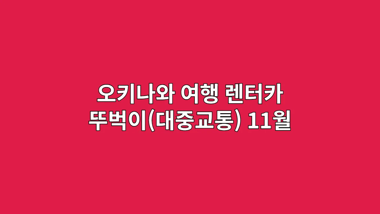 오키나와 렌터카 vs 뚜벅이(대중교통): 11월 여행 최고의 선택은?