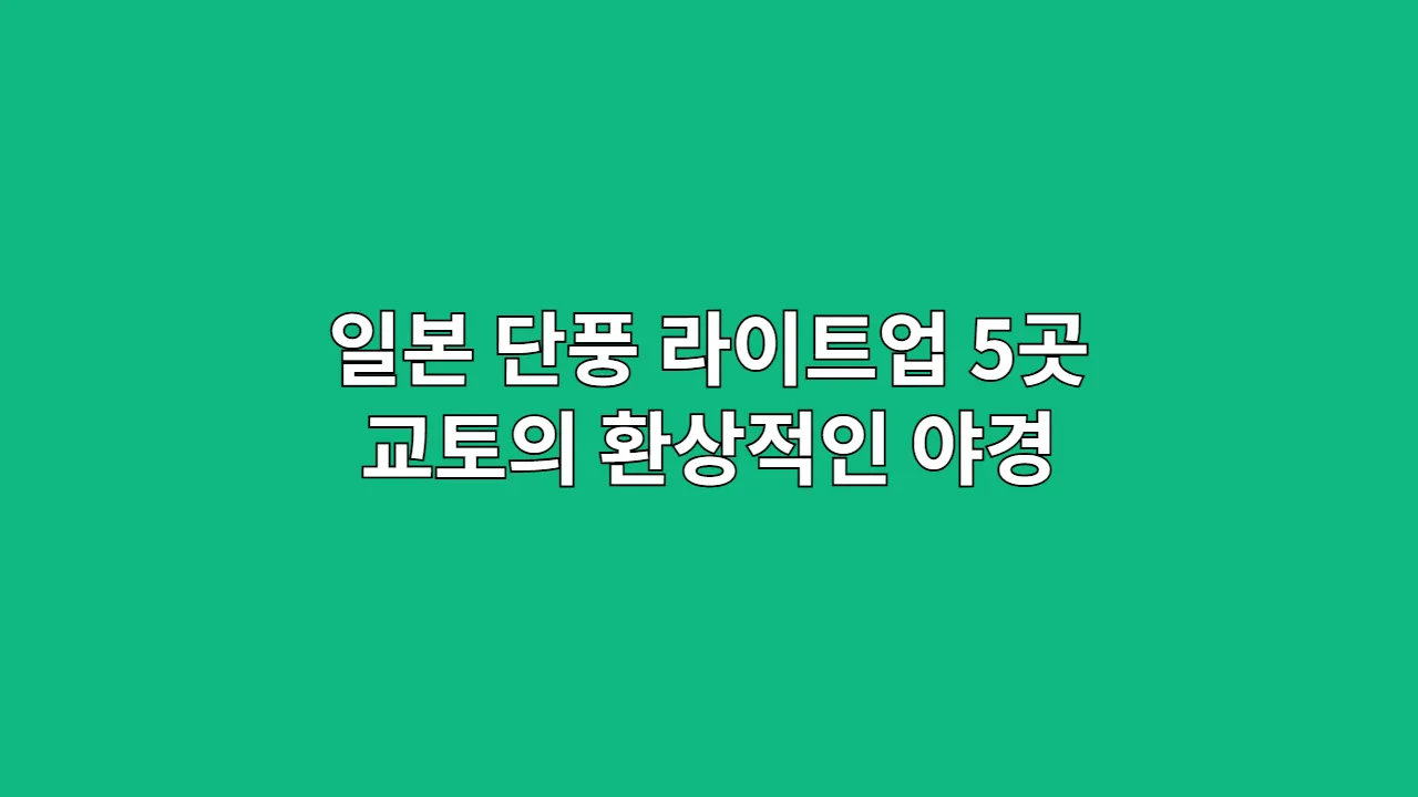 일본 단풍 라이트업 유명한 5곳: 교토의 밤을 밝히는 환상적인 야경 명소