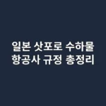 일본 삿포로 수하물 항공사 규정 총정리