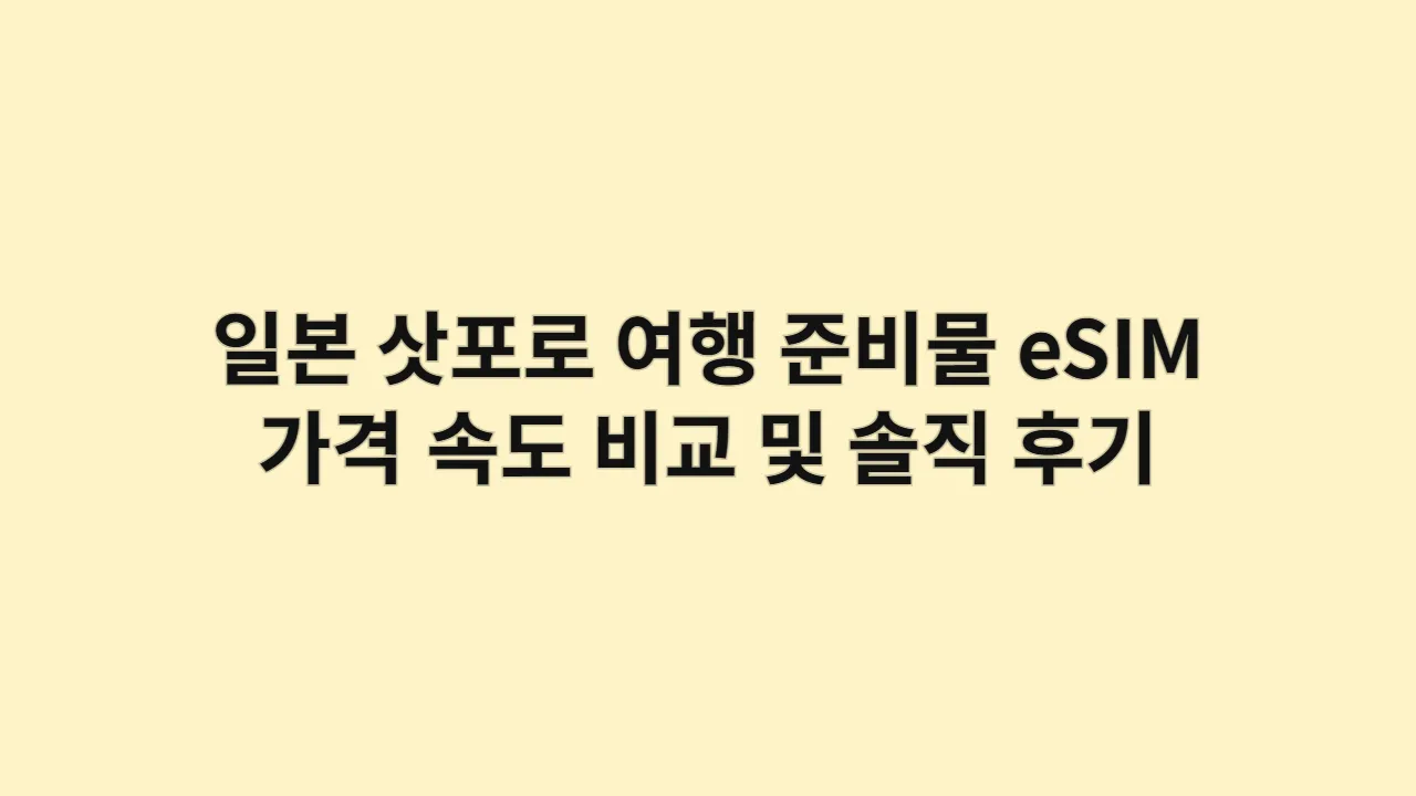 일본 삿포로 여행 준비물, eSIM 가격 속도 비교 및 솔직 후기