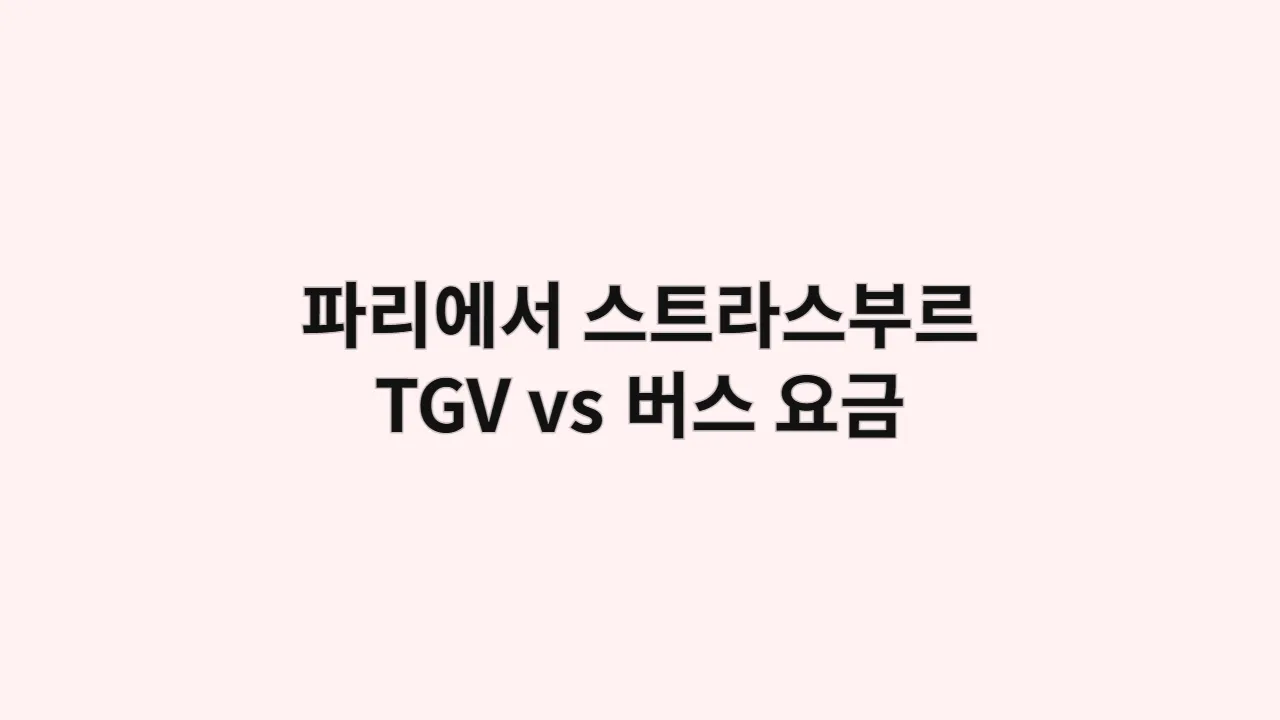 파리에서 스트라스부르까지 TGV vs 버스 요금 & 예약 정보