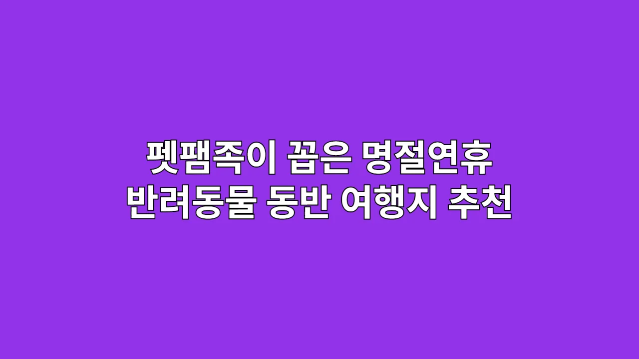 2025년 펫팸족이 꼽은 명절연휴 반려동물 동반 여행지 추천 리스트: 댕냥이와 함께 갈 수 있는 숙소, 식당, 카페 BEST 5