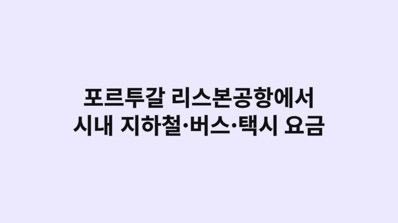 포르투갈 리스본공항에서 시내까지 지하철·버스·택시 소요시간 및 요금 총정리