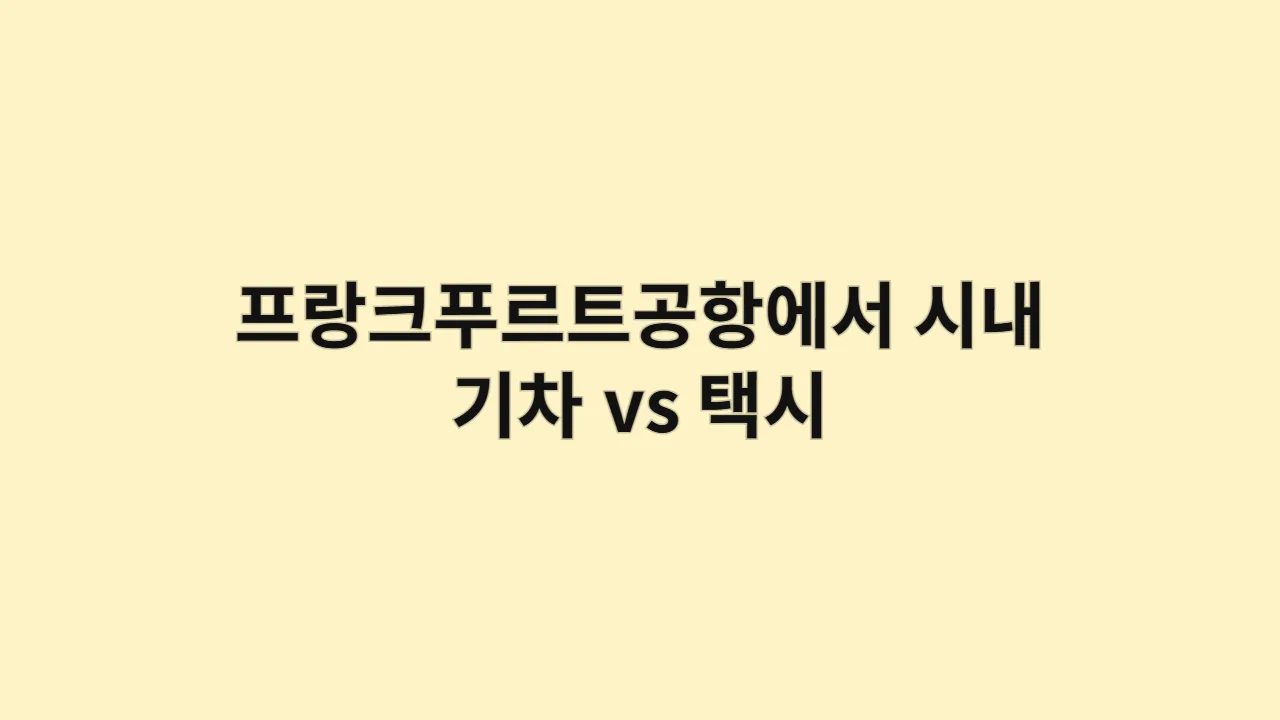 프랑크푸르트공항에서 시내까지 기차(S-반) vs 택시, 최고의 선택은?