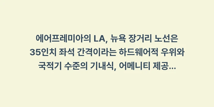 에어프레미아 LA/뉴욕 장거리 후기: 에어프레미아의 LA, 뉴욕... (2)