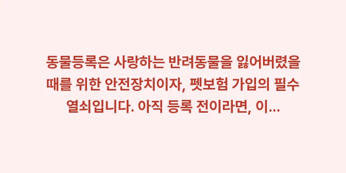 동물등록번호 펫보험: 동물등록은 사랑하는 반려동물... (1)