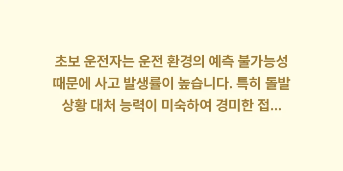 초보운전자 운전자보험 설계: 초보 운전자는 운전 환경의... (1)