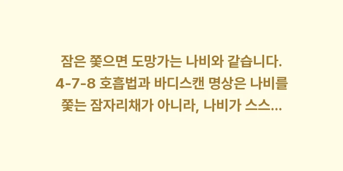 수면 호흡법: 잠은 쫓으면 도망가는 나비와... (2)