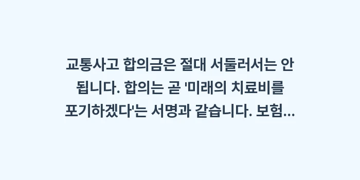 교통사고 합의금: 교통사고 합의금은 절대 서둘... (2)