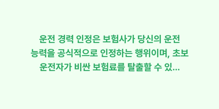 운전 경력 인정: 운전 경력 인정은 보험사가... (1)