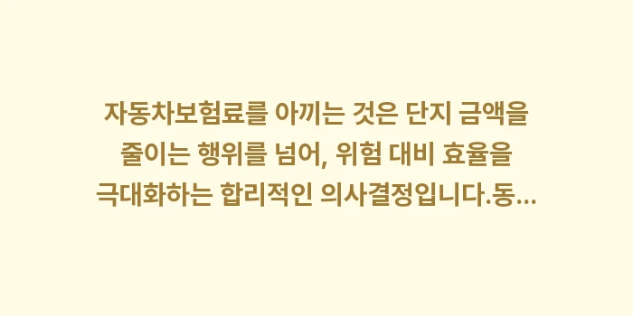 자동차보험료 특약 비교: 자동차보험료를 아끼는 것은... (2)