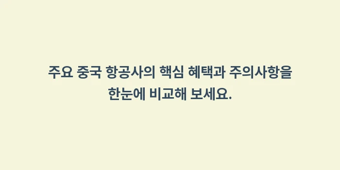 중국 항공사 특가 결제 전 필독: 주요 중국 항공사의 핵심 혜... (1)