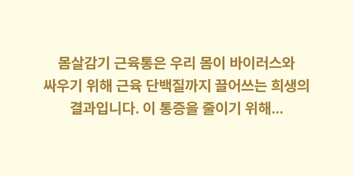 몸살 근육통 원인: 몸살감기 근육통은 우리 몸이... (1)