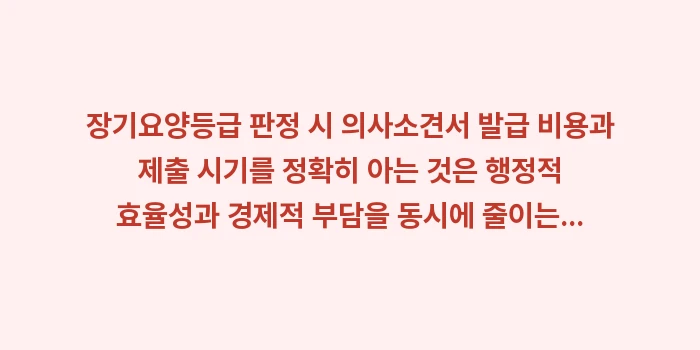 의사소견서 발급 비용과 제출 시기: 장기요양등급 판정 시 의사소... (1)