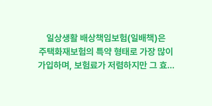 주택화재보험 일상생활 배상책임보험: 일상생활 배상책임보험(일배책... (1)