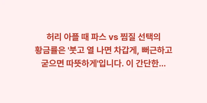 허리 통증 찜질 선택 기준: 허리 아플 때 파스 vs 찜... (2)