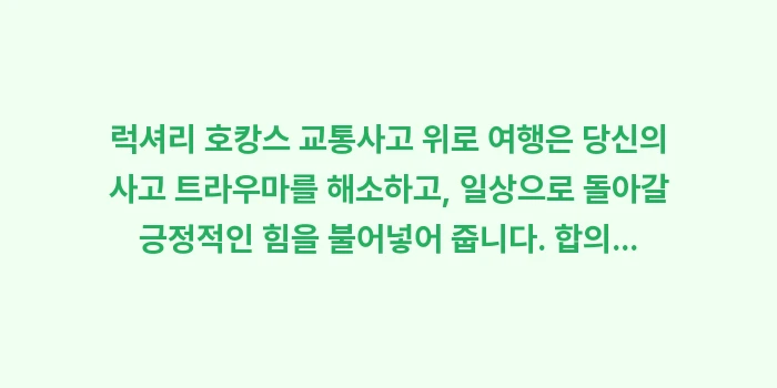 럭셔리 호캉스 교통사고 위로: 럭셔리 호캉스 교통사고 위로... (1)