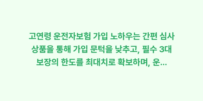 고연령 운전자보험 가입 노하우: 고연령 운전자보험 가입 노하... (2)