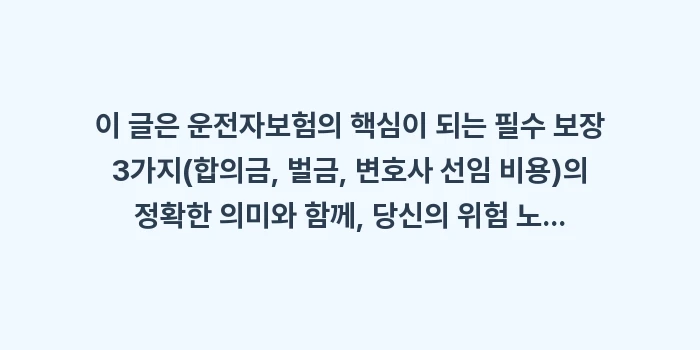운전자보험 가입이 필요한 이유: 이 글은 운전자보험의 핵심이... (2)