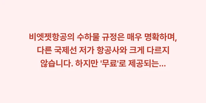 비엣젯 수하물 규정 & 무게 검사: 비엣젯항공의 수하물 규정은... (1)