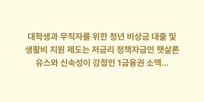 대학생과 무직자를 위한 청년 비상금 대출 및 생활비 지원 제도: 대학생과 무직자를 위한 청년... (1)