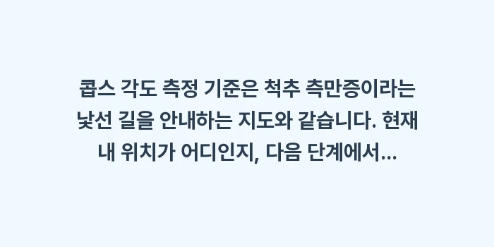 콥스 각도 측정 기준: 콥스 각도 측정 기준은 척추... (2)