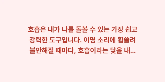 이명 명상 호흡: 호흡은 내가 나를 돌볼 수... (2)