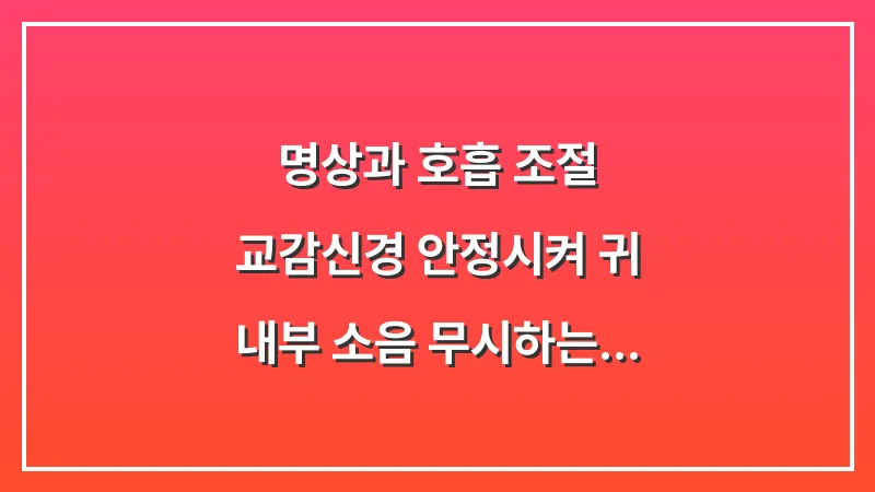 명상과 호흡 조절: 교감신경 안정시켜 귀 내부 소음 무시하는 멘탈 관리 대표 이미지