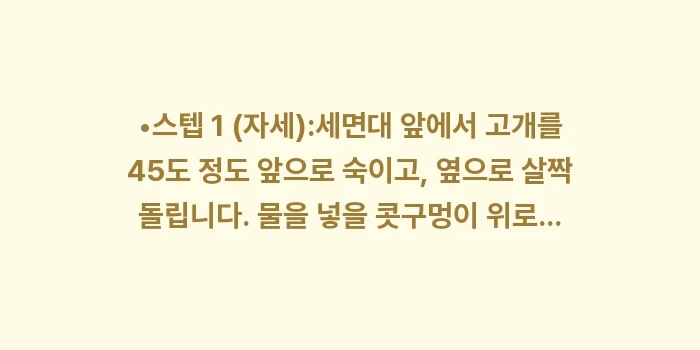 식염수 코 세척 가이드: •스텝 1 (자세):세면대... (1)