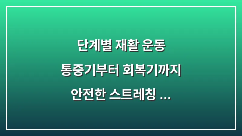 단계별 재활 운동: 통증기부터 회복기까지 안전한 스트레칭 루틴 대표 이미지