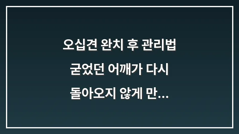 오십견 완치 후 관리법: 굳었던 어깨가 다시 돌아오지 않게 만드는 3가지 습관 대표 이미지