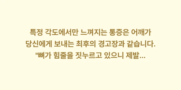특정 각도 어깨 통증: 특정 각도에서만 느껴지는 통... (2)