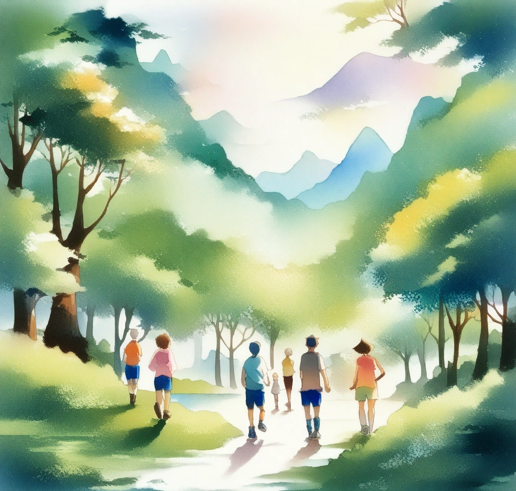 소 연골 추출 콘드로이친 황산염이 관절 윤활액 생성에 미치는 임상적 데이터 - 푸른 자연을 배경으로 활동적인 라이프스타일을 즐기는 중장년층의 행복하고 여유로운 모습