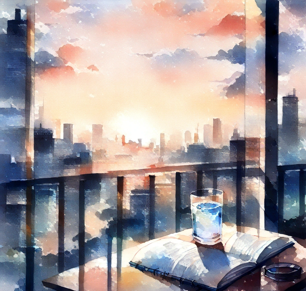 국동호 프로필 나이 학력 고향 인맥: 실시간 검색어 장악의 배경과 연예계 숨은 영향력 - A peaceful evening scene on a high-end balcony overlooking a soft city twilight, with a small table holding a glass of clear water and a minimalist journal, symbolizing the successful conclusion of a balanced day.