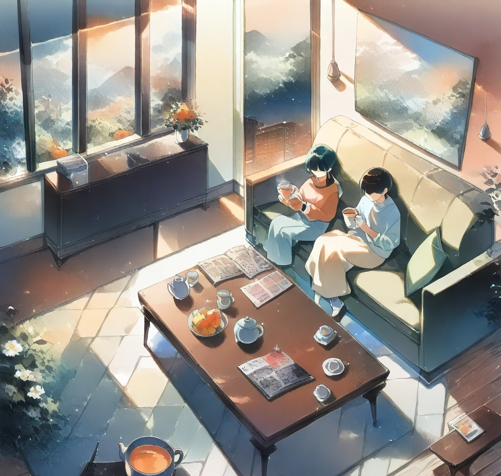 권정열 프로필 나이 학력 재산 와이프 고향 결혼: 옥상달빛 김윤주와 십센치의 저작권료 규모 - 세련된 모던 인테리어 거실에서 권정열과 김윤주 부부가 함께 따뜻한 차를 마시며 여유로운 오후를 보내는 모습, 테이블 위에는 신선한 과일과 음악 잡지가 놓여 있는 품격 있는 풍경 ❤️