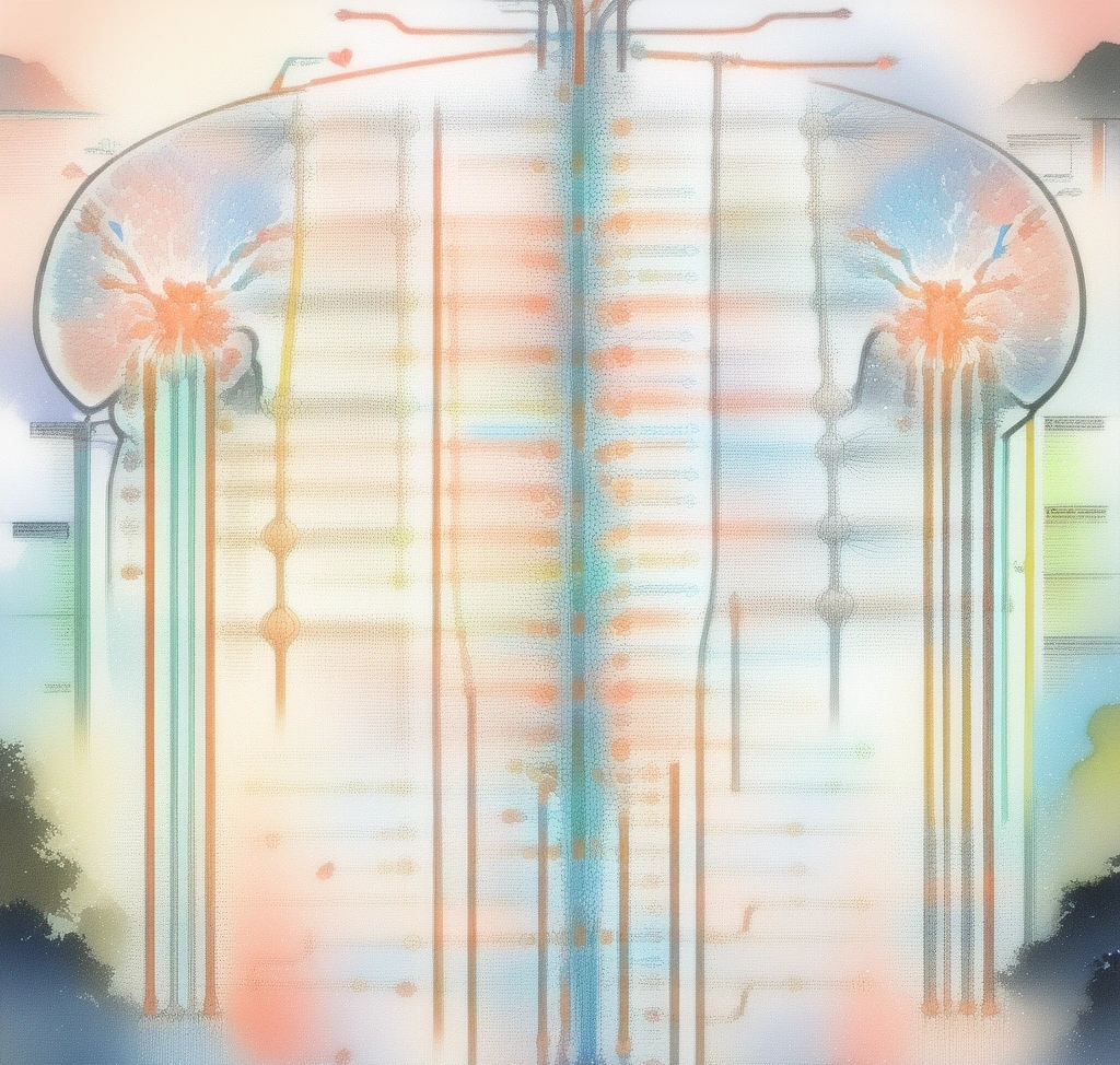 A detailed medical 3D diagram showing the human autonomic nervous system, highlighting the sympathetic nervous system 공황장애 심리 방어: 교감신경계 오작동 메커니즘 분석 및 뇌 스트레스 방어 시스템 시뮬레이션 - A detailed medical 3D diagram showing the human autonomic nervous system, highlighting the sympathetic nervous system