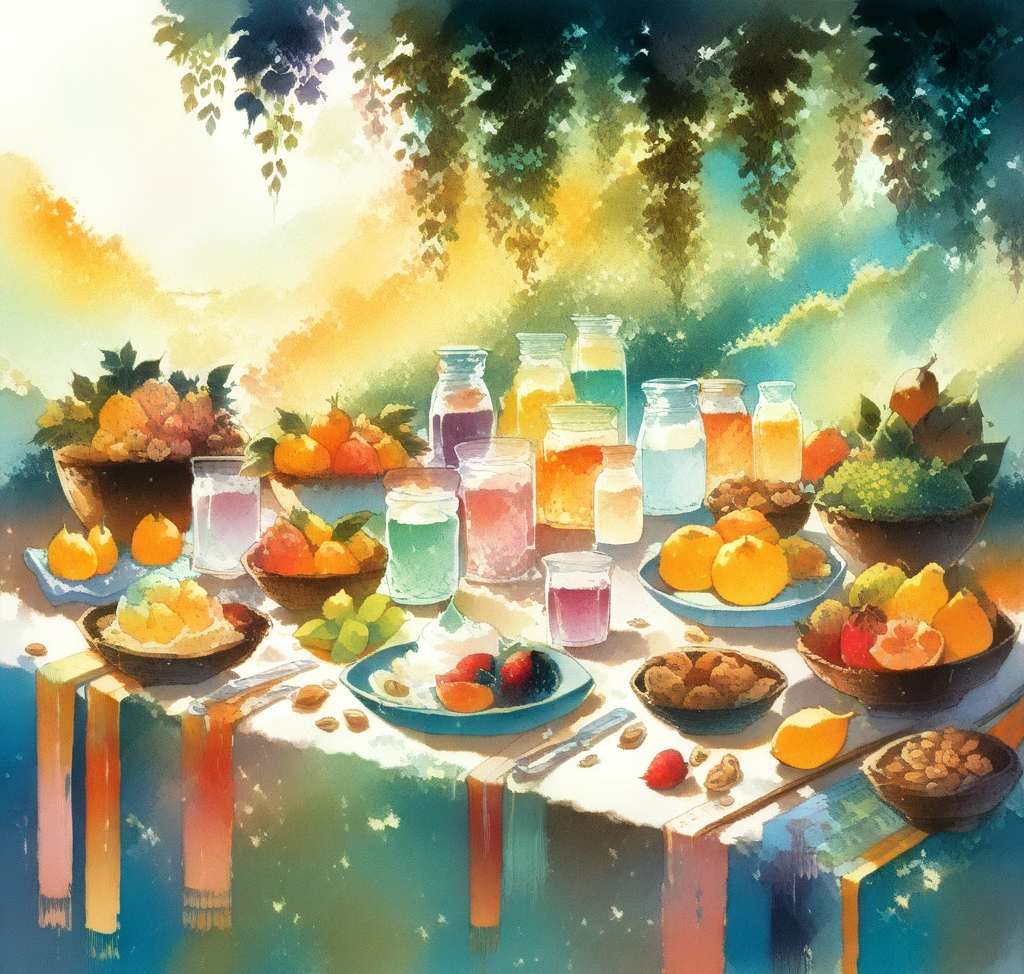 신선한 발효 요거트와 다채로운 제철 과일, 견과류가 어우러진 감각적인 웰니스 브런치 테이블 스타일링 영양제 흡수율을 떨어뜨리는 장내 유해균 억제 프로바이오틱스와 이너뷰티 시너지 - 신선한 발효 요거트와 다채로운 제철 과일, 견과류가 어우러진 감각적인 웰니스 브런치 테이블 스타일링