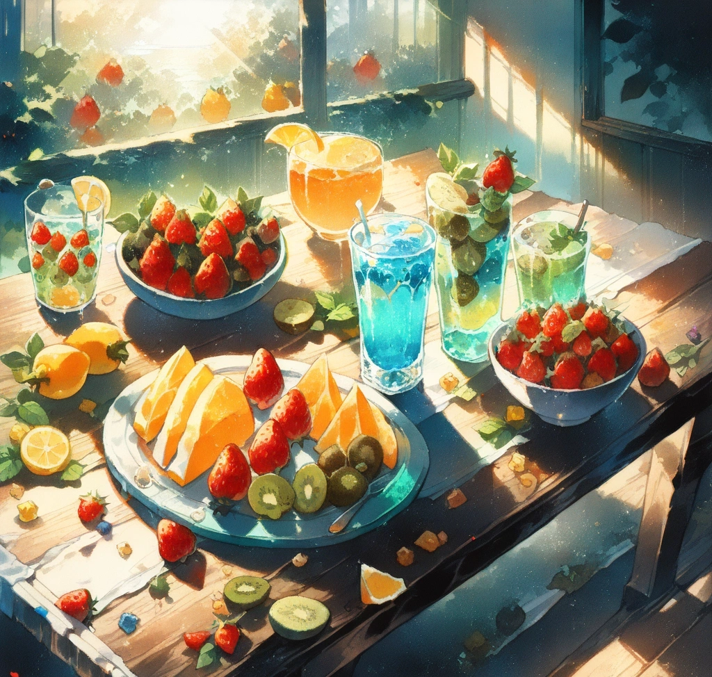 A beautifully arranged wooden table featuring a vibrant assortment of Vitamin C-rich foods: sliced red and yellow bell peppers, fresh strawberries, kiwis, and a glass of infused water with lemon and mint, captured in soft natural sunlight. 수용성 비타민 C 하루 권장량과 과다 섭취 시 발생하는 신장 결석 부작용 경고 - A beautifully arranged wooden table featuring a vibrant assortment of Vitamin C-rich foods: sliced red and yellow bell peppers, fresh strawberries, kiwis, and a glass of infused water with lemon and mint, captured in soft natural sunlight.