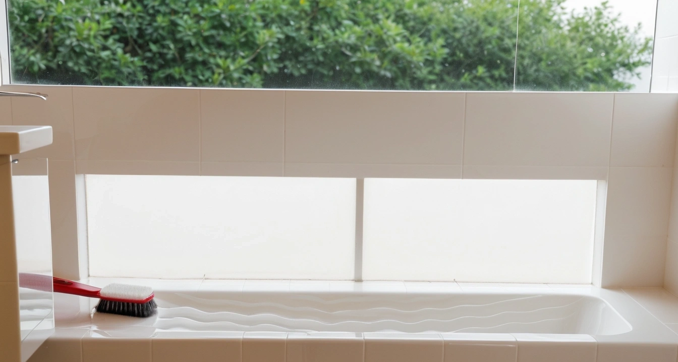 bathroom shiny white tiles and clean cle 1